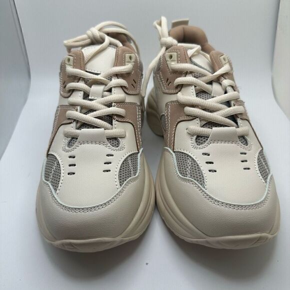 CUSHIONAIRE Women's Chunky Sneaker +Memory Foam 8.5 WHITE/TAN - Picture 2 of 9